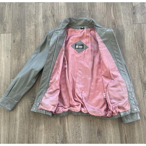 COMINT Genuine Leather Jacket Made in Argentina Size 9/10 Gray Vintage 1980s - Picture 3 of 9